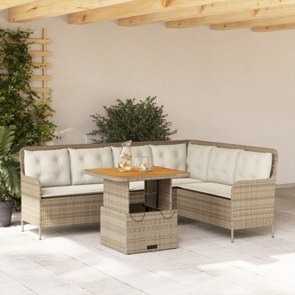 Sofá de jardim conjunto 2 pcs e almofadas de rattan sintético marrom D