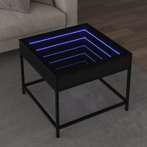 Mesa de centro con Infinity LED negro 50x50x41 cm D