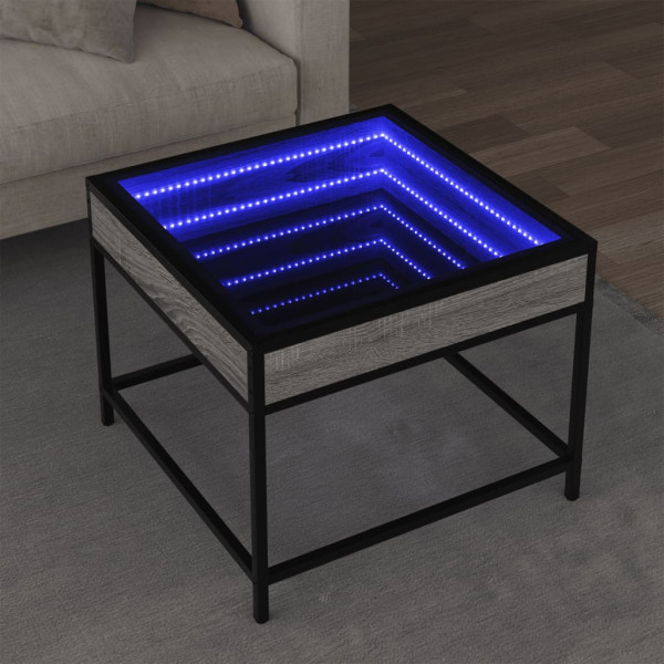 Mesa de centro con Infinity LED gris Sonoma 50x50x41 cm D