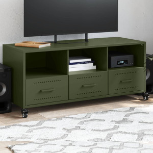 Mueble TV acero laminado en frío verde oliva 100.5x39x43.5 cm D