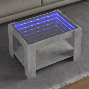 Mesa de centro y LED madera ingeniería gris hormigón 73x53x45cm D