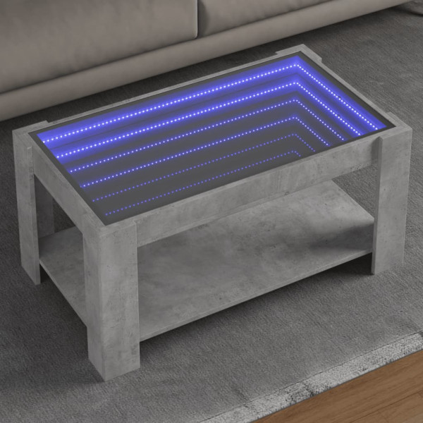 Mesa de centro y LED madera ingeniería gris hormigón 93x53x45cm D