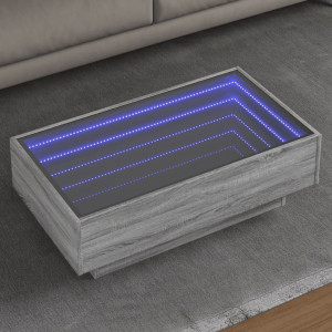 Mesa de centro y LED madera ingeniería gris Sonoma 90x50x30 cm D