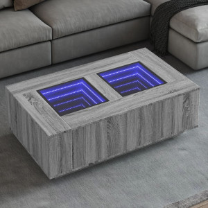 Mesa de centro con Infinity LED gris Sonoma 116x69x40 cm D