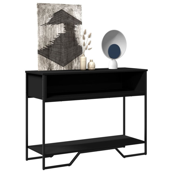 Mesa de console madeira de engenharia preta 100x35x74.5 cm D