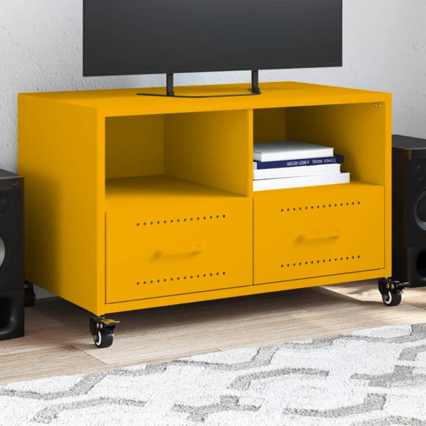 Mueble TV acero laminado en frío amarillo mostaza 68x39x43.5 cm D