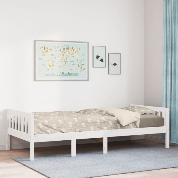 Cama para niños sin colchón madera maciza pino blanco 90x200 cm D