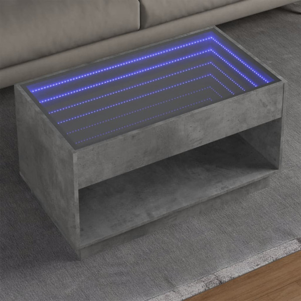 Mesa de centro con Infinity LED gris hormigón 90x50x50 cm D