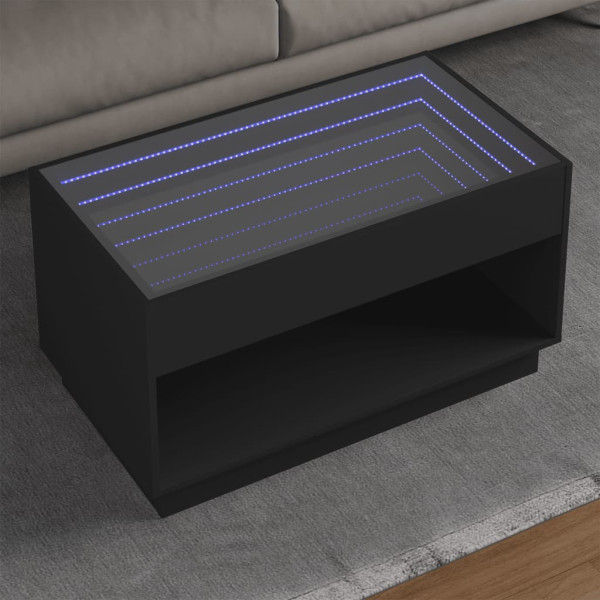 Mesa de centro con Infinity LED negro 90x50x50 cm D