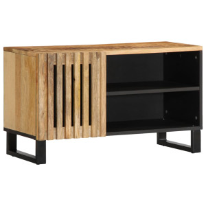 Mueble de TV madera maciza de mango rugosa 80x34x46 cm D