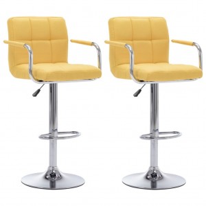 Bancos de cozinha 2 unidades de tecido amarelo H