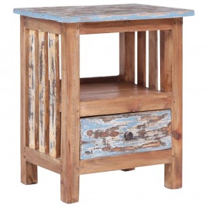 Mesita de noche de madera maciza reciclada 41x30x50 cm D