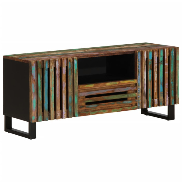 Mueble de TV madera maciza de acacia 100x34x46 cm D