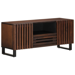 Mueble de TV madera maciza mango marrón 100x34x46 cm D