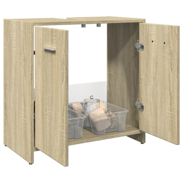 Armario lavabo baño madera ingeniería roble Sonoma 60x33x60 cm D