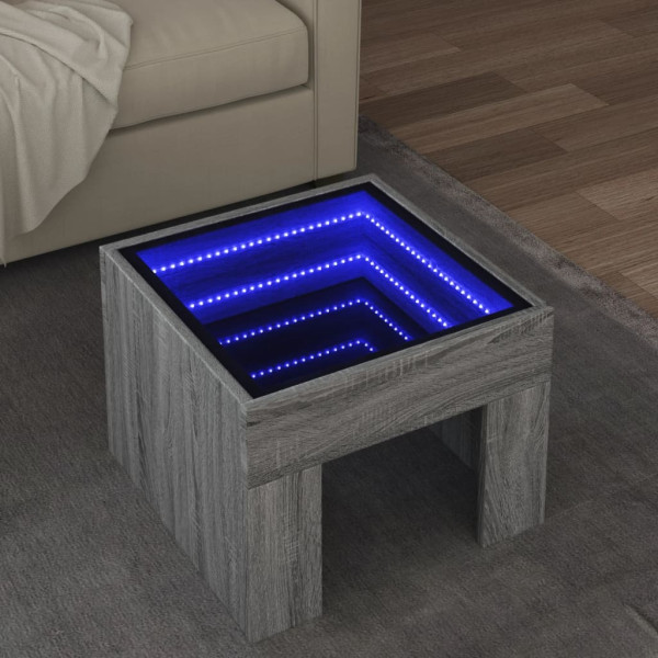 Mesa de centro con Infinity LED gris Sonoma 40x40x30 cm D