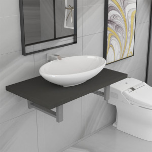 Conjunto de muebles de baño 2 piezas cerámica gris D