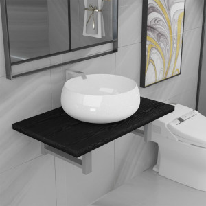 Conjunto de muebles de baño 2 piezas cerámica negro D