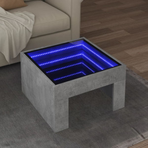 Mesa de centro con Infinity LED gris hormigón 50x50x30 cm D