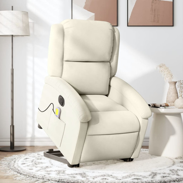 Reclining cadeira massagem elétrica creme veludo elevado D