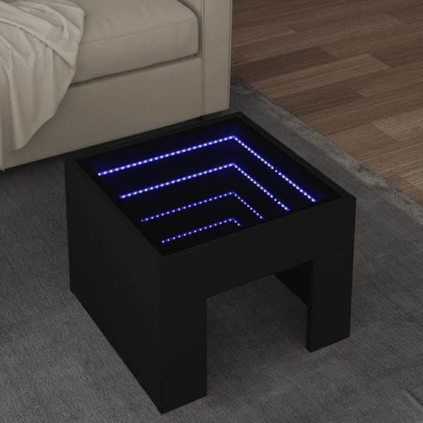 Mesa de centro con Infinity LED negro 40x40x30 cm D