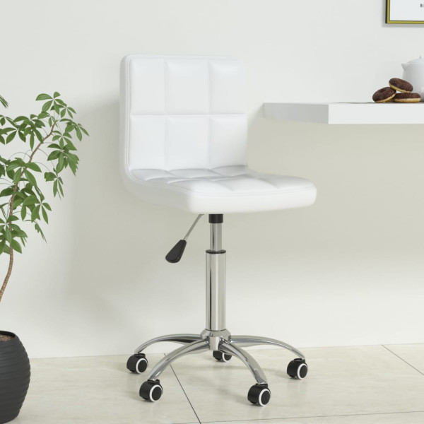 Silla de oficina giratoria de cuero sintético blanco D