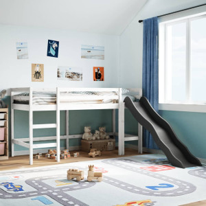 Cama alta para niños sin colchón madera pino blanco 90x200 cm D