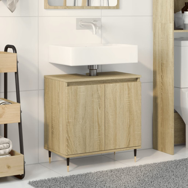 Armario de baño madera de ingeniería roble Sonoma 58x33x60 cm D