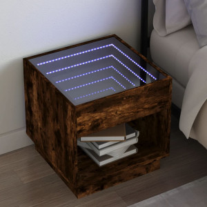 Mesa de noite com Infinity Carvalho defumado LED 50x50x50 cm D