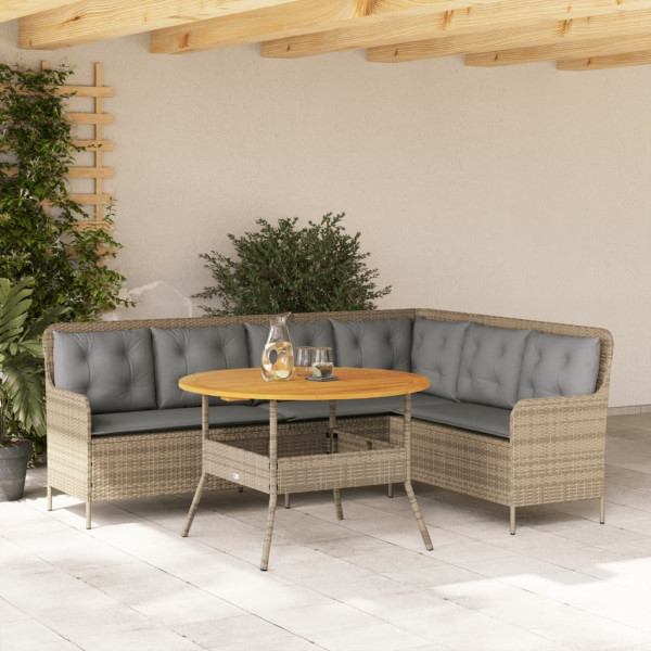 Sofá de jardim conjunto 2 pcs e almofadas de rattan sintético marrom D