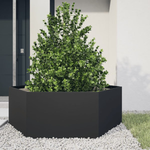 Jardim hexagonal de aço preto 138x120x45 cm D