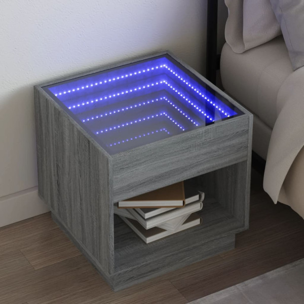 Mesa de centro con Infinity LED gris Sonoma 50x50x50 cm D