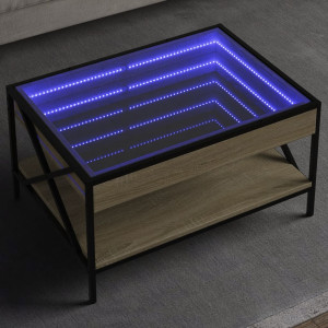 Mesa de centro con Infinity LED roble Sonoma 70x50x38 cm D