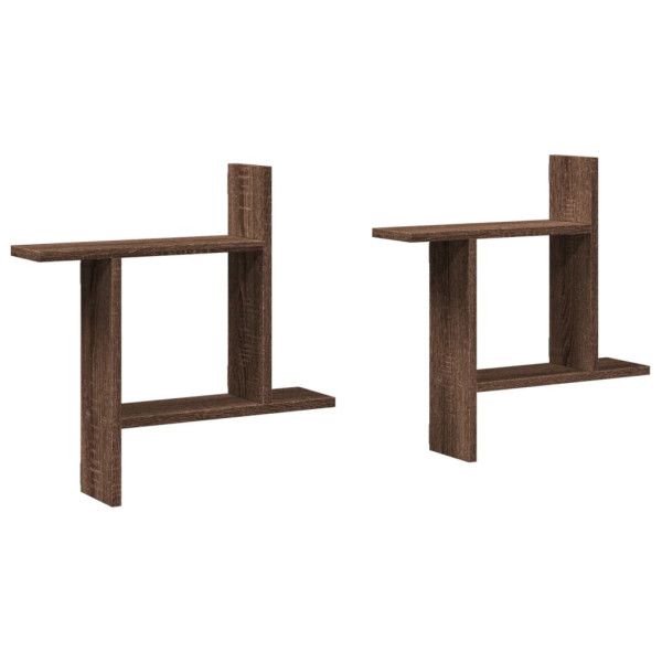 Estantes de pared 2 uds madera ingeniería marrón 50x12x50 cm M 2