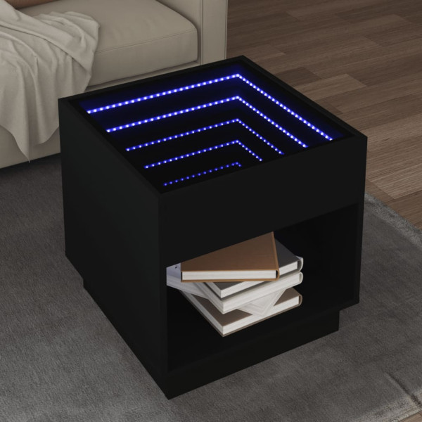 Mesa central com Infinity LED preto 50x50x50 cm D