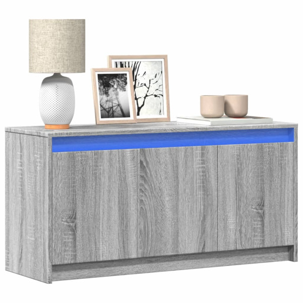 Mueble de TV con LED madera ingeniería gris Sonoma 100x34x50 cm D