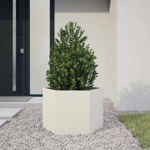 Jardinera hexagonal acero blanco 69x60x45 cm D