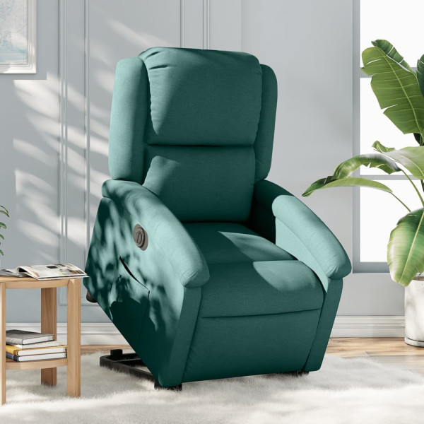 Sillón eléctrico reclinable elevable de tela verde oscuro D