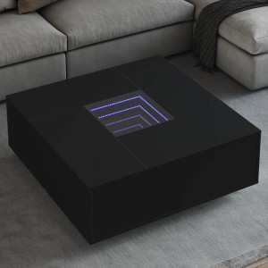 Mesa de centro con LED Infinity negra 100x100x40 cm D