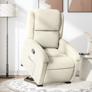 Reclining cadeira levantada veludo creme D