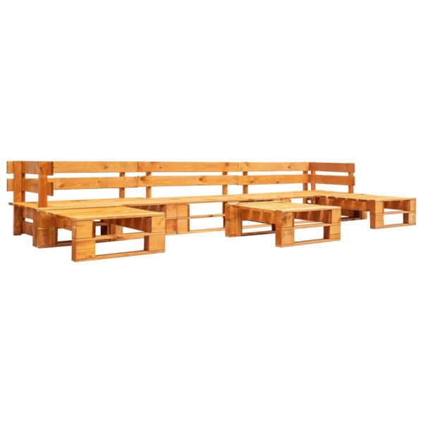 Set de móveis de paletes de jardim 6 peças de madeira marrom mel D