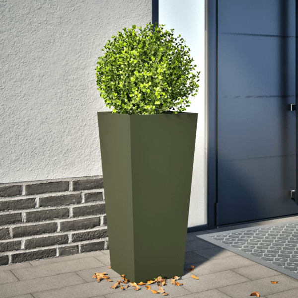 Jardinera hexagonal acero verde oliva 35x35x75 cm D