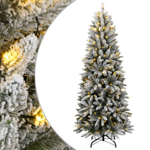 Árvore de Natal artificial com 150 LEDs e 150 cm de neve flutuante D