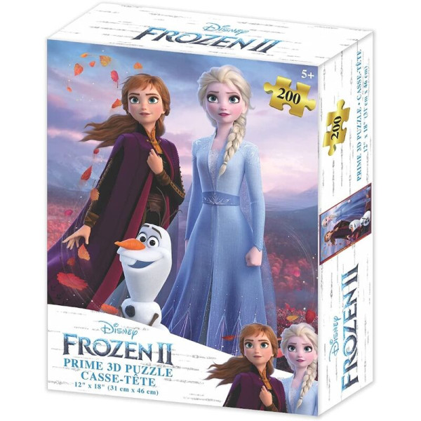 Puzzle lenticular prime 3d disney congelado ii elsa anna e olaf 200 peças D