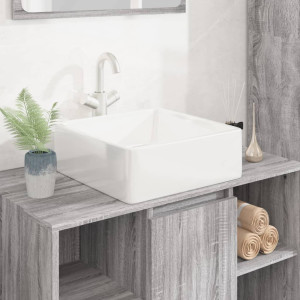 Lavabo cuadrado de cerámica blanco 37x37x13 cm D