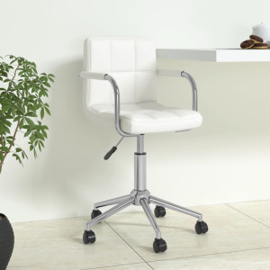 Silla de oficina giratoria de cuero sintético blanco D