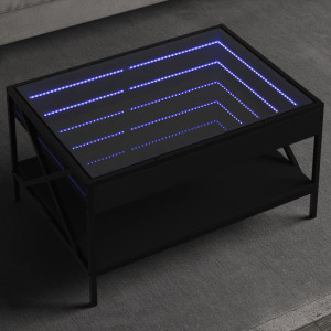 Mesa central com Infinity LED preto 70x50x38 cm D