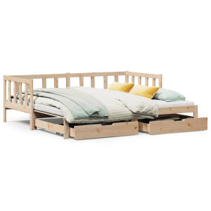 Sofá cama nido con cajones madera maciza de pino 90x190 cm D