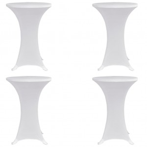 Mantel elástico para mesa alta 4 unidades blanco Ø60 cm D