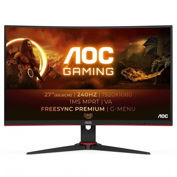 Monitor Gaming AOC 27" LED C27G2ZE Curvo negro D